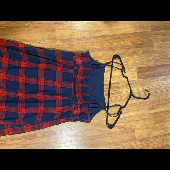 Red and Navy blue flannel dress - Picture 2 of 2